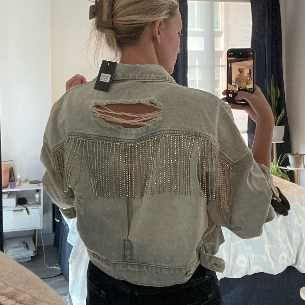 Bedazzled Cropped Jean Jacket